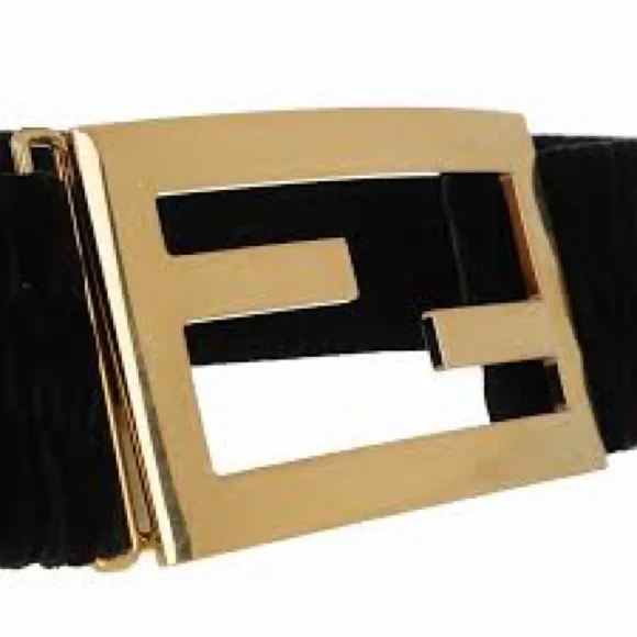FENDI maxi velvet baguette belt Gold buckle brand new